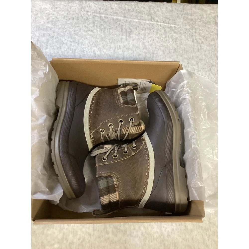 Muck Boot Company Originals Leather Duck Lace Boots Brown Plaid ODLW109 Womens 7